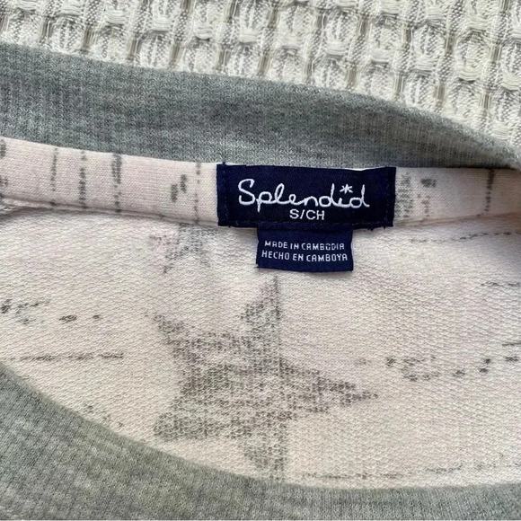 Splendid Pink Gray Star Lounge Sweatshirt Small Cozy Soft Pullover Casual - Picture 15 of 16